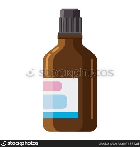Pharmacy of brown glass bottle with screw cap for medicine. Pharmacy of brown glass bottle with screw cap for medicine, syrup, pills, tabs, drugs, ointment and cream. Template mockup jar packaging design. Vector illustration isolated