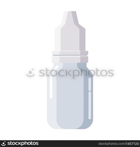 Pharmacy of plastic white bottle dropper with screw cap for medicine. Pharmacy of plastic white bottle dropper with screw cap for medicine, pills, tabs, drugs, cosmetic, sport, syrup. Template mockup packaging design. Vector illustration isolated