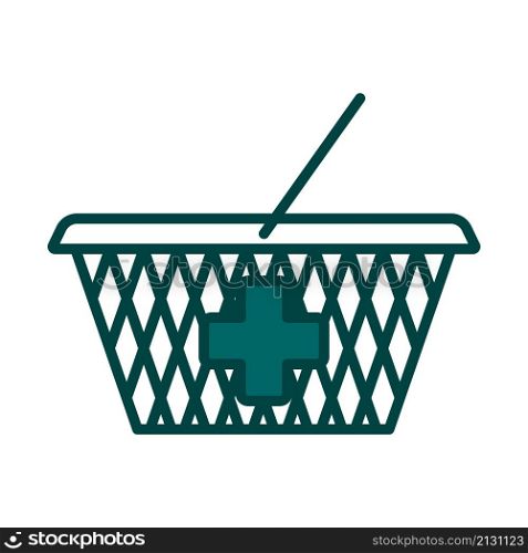Pharmacy Shopping Cart Icon. Editable Bold Outline With Color Fill Design. Vector Illustration.