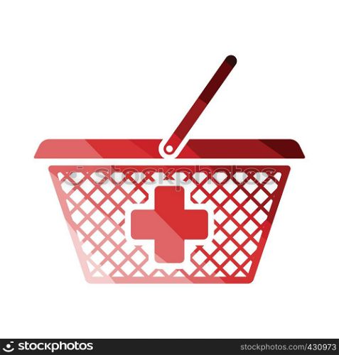 Pharmacy shopping cart icon. Flat color design. Vector illustration.