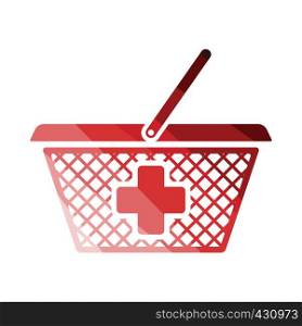 Pharmacy shopping cart icon. Flat color design. Vector illustration.