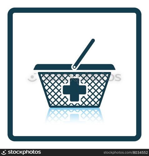 Pharmacy shopping cart icon. Shadow reflection design. Vector illustration.