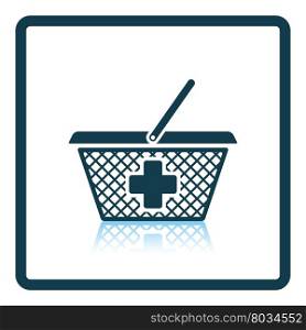 Pharmacy shopping cart icon. Shadow reflection design. Vector illustration.