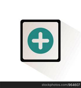 Pharmacy sign. Flat color cross icon with beige shade. Vector illustration