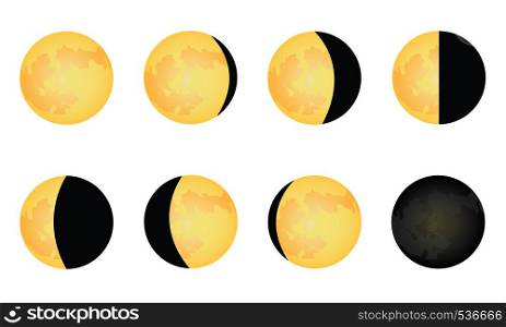 Phase of Moon illustration simple vector graphic - New moon to Full moon