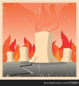 Phasing Out Nuclear Power. Illustration symbolizing prohibition of nuclear power station