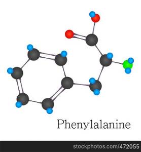 Phenylalanine 3D molecule. Cartoon illustration of phenylalanine 3D molecule vector for web design. Phenylalanine 3D molecule chemical science