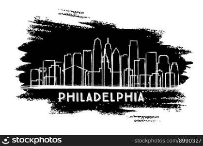 Philadelphia City Skyline Silhouette. Hand Drawn Sketch. Vector Illustration. Business Travel and Tourism Concept with Historic Architecture. Philadelphia Cityscape with Landmarks.