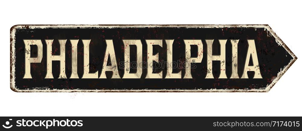 Philadelphia vintage rusty metal sign on a white background, vector illustration