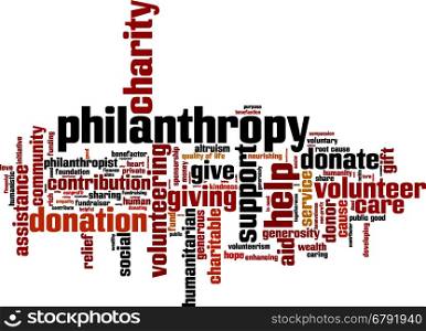 Philanthropy word cloud concept. Vector illustration