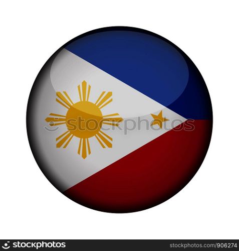 philippines Flag in glossy round button of icon. philippines emblem isolated on white background. National concept sign. Independence Day. Vector illustration.