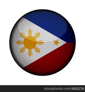 philippines Flag in glossy round button of icon. philippines emblem isolated on white background. National concept sign. Independence Day. Vector illustration.