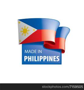 Philippines national flag, vector illustration on a white background. Philippines flag, vector illustration on a white background