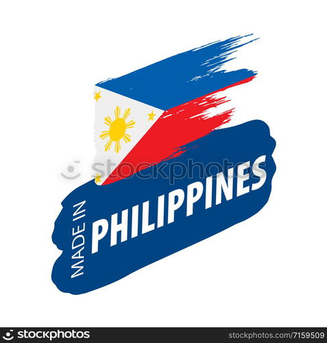 Philippines national flag, vector illustration on a white background. Philippines flag, vector illustration on a white background