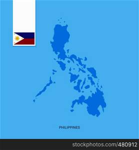 Phillipines Country Map with Flag over Blue background. Vector EPS10 Abstract Template background
