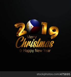 Phillipines Flag 2019 Merry Christmas Typography. New Year Abstract Celebration background