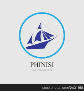 phinisi logo illustration design in gray background template