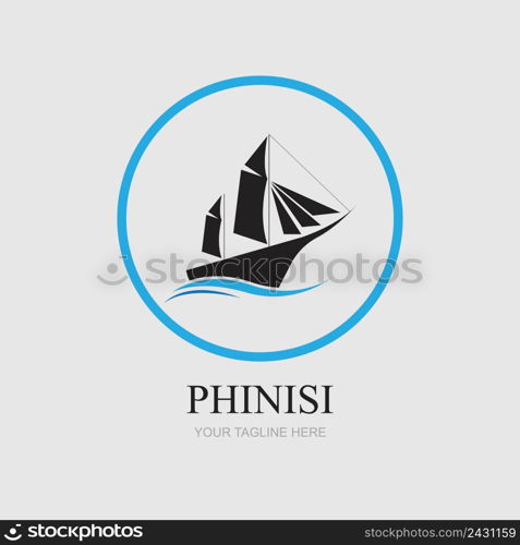 phinisi logo illustration design in gray background template