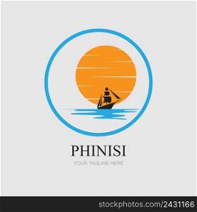 phinisi logo illustration design in gray background template