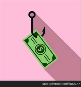 Phishing money icon. Flat illustration of phishing money vector icon for web design. Phishing money icon, flat style