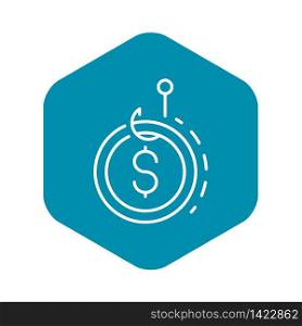 Phishing money icon. Outline phishing money vector icon for web design isolated on white background. Phishing money icon, outline style