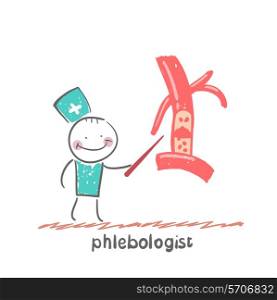phlebologist. Fun cartoon style illustration. The situation of life.