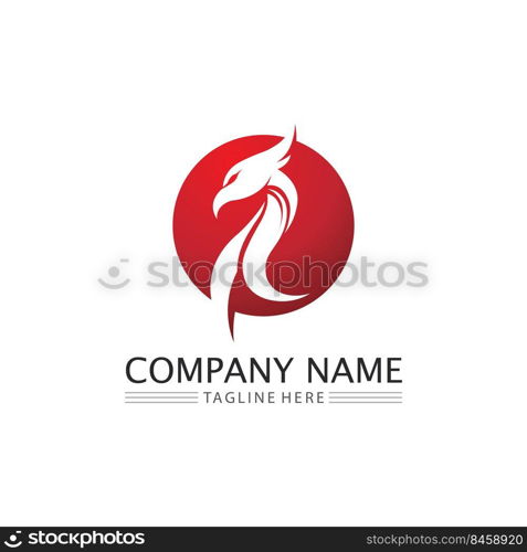 phoenix bird symbol and logo design vector illustration