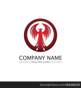 phoenix bird symbol and logo design vector illustration