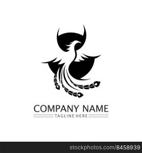 phoenix bird symbol and logo design vector illustration