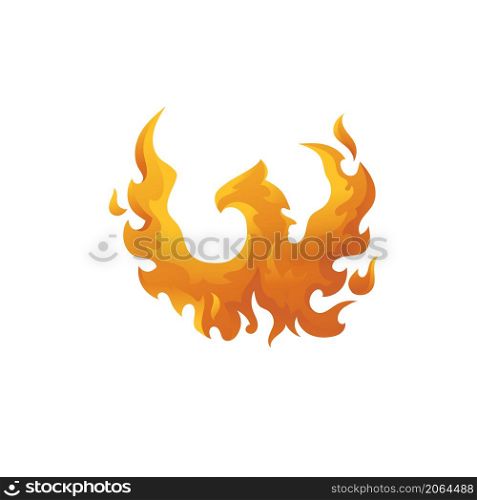 Phoenix bird vector illustration, flaming mythical fire bird vector Illustration on a white background