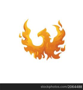 Phoenix bird vector illustration, flaming mythical fire bird vector Illustration on a white background