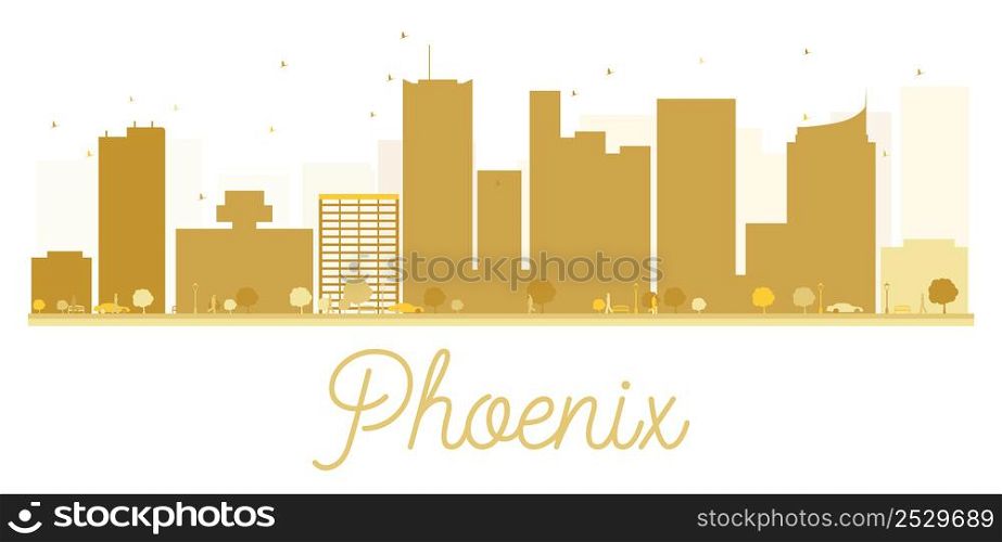 Phoenix City skyline golden silhouette. Vector illustration. Simple flat concept for tourism presentation, banner, placard or web site. Business travel concept. Phoenix isolated on white background