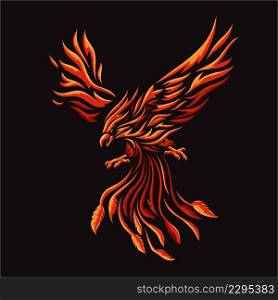 phoenix fire bird colorful vector on black background vector illustration