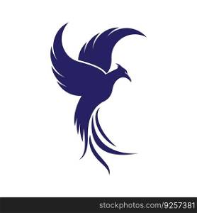 Phoenix fire bird logo vector flat design template 