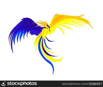 Phoenix. Vector illustration in support of Ukraine. yellow-blue bird, t-shirt print. concept stop the war, stay with ukraine. Phoenix. Vector illustration in support of Ukraine. yellow-blue bird, t-shirt print. concept stop the war, stay with ukraine.