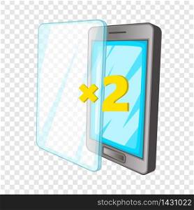 Phone and additional glass icon. Cartoon illustration of phone and additional glass vector icon for web design. Phone and additional glass icon, cartoon style