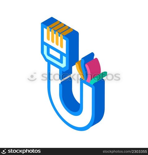 phone and data wire isometric icon vector. phone and data wire sign. isolated symbol illustration. phone and data wire isometric icon vector illustration
