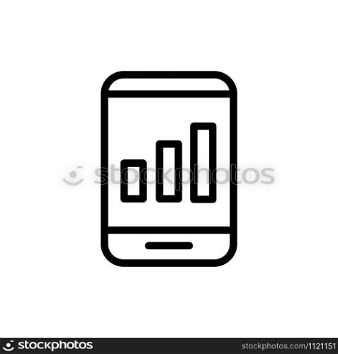 Phone and graph icon vector. A thin line sign. Isolated contour symbol illustration. Phone and graph icon vector. Isolated contour symbol illustration