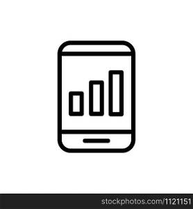 Phone and graph icon vector. A thin line sign. Isolated contour symbol illustration. Phone and graph icon vector. Isolated contour symbol illustration