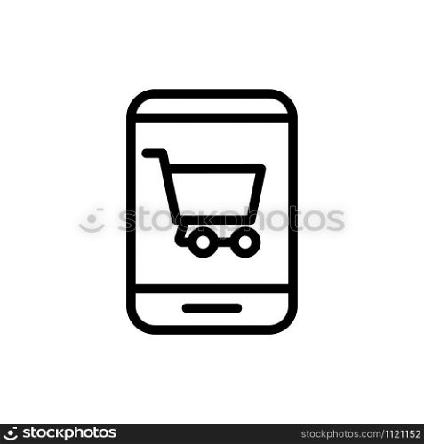 Phone and purchase vector icon. A thin line sign. Isolated contour symbol illustration. Phone and purchase vector icon. Isolated contour symbol illustration