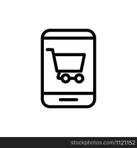 Phone and purchase vector icon. A thin line sign. Isolated contour symbol illustration. Phone and purchase vector icon. Isolated contour symbol illustration