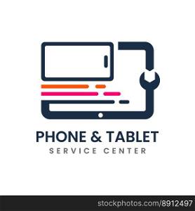Phone and Tablet Service Logo Design with Minimalist Concept.