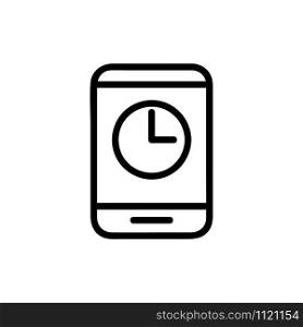 Phone and time icon vector. A thin line sign. Isolated contour symbol illustration. Phone and time icon vector. Isolated contour symbol illustration