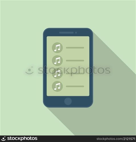 Phone app songs icon flat vector. Music song. Audio playlist. Phone app songs icon flat vector. Music song