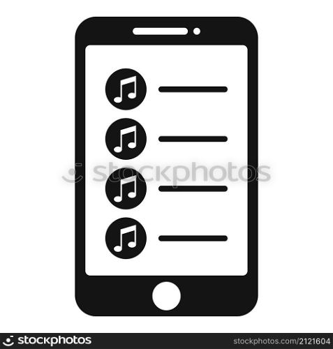 Phone app songs icon simple vector. Music song. Audio playlist. Phone app songs icon simple vector. Music song
