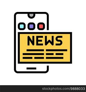 phone application news color icon vector. phone application news sign. isolated symbol illustration. phone application news color icon vector illustration