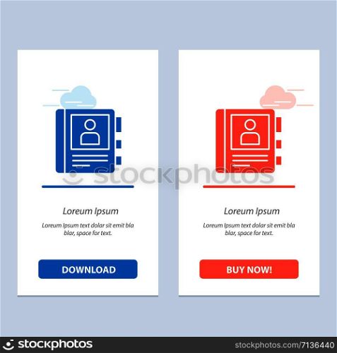 Phone, Book, Diary, Info Blue and Red Download and Buy Now web Widget Card Template