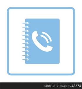 Phone book icon. Blue frame design. Vector illustration.