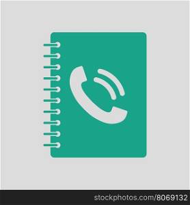 Phone book icon. Gray background with green. Vector illustration.