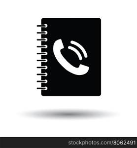 Phone book icon. White background with shadow design. Vector illustration.